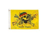 12x18" Rasta Pirate Boat Flag - Double Sided All Weather Nylon & Reinforced Fly Ends - Proudly Made in the USA