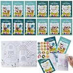 THE TWIDDLERS - 12 Bundle Pack Coloring Books with 48 Crayons & 216 Stickers (Farm Animals) - Mini Coloring Books for Kids Ages 4-8, DIY Art Drawing Activity Book for Toddlers, Birthday Party Favors