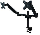 Allcam GSA12D Gas Powered Dual Monitor Arm Stand w/vesa bracket & desk mount clamp for 15"-27"LCD: Tilt 180°, swivel & rotate 360° - in Black