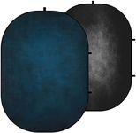 Kate 5x6.5ft(1.5x2m) Collapsible Backdrop Black Blue Texture Pop up Backgrounds Reversible Photography Backgrounds for Video Meetings