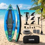 Inflatable Kayak, Heavy-Duty PVC Single Tandem Kayak with Adjustable Seats & Backrest, Aluminum Paddles, High-Output Pump, Portable Fishing Kayak for Lake River Ocean, Kayak for Family