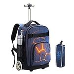 UNIKER Trolley School Backpack with Pencil Case, Laptop Rucksack with Wheel,Carry On Backpack Airline Approved Business Rolling Backpack for Women Men