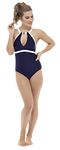 Lora Dora Womens Swimming Costume Support Control Swimwear Navy/White