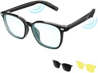 QJF Magnetic Clip-On Bluetooth Glasses, 3-in-1 Interchangeable Lenses (Blue Light, UV400, Night Vision) Smart Audio Eyewear, Built-in Mic & Speaker, Clear Calling for Driving Music Work
