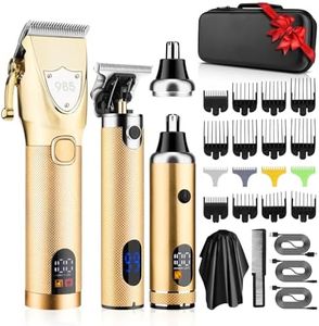 RESUXI Hair Clipper for Men T Blade Zero Gapped Nose Hair Trimmer Set,Professional Cordless Barber Clippers Hair Cutting Machine Haircut Grooming Kit,Gold