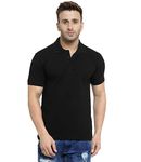 Scott International Polo T-Shirts for Men - Collar Neck, Half Sleeves, Cotton, Regular fit Stylish Branded Black Solid Plain Tshirt for Men- Ultra Soft, Comfortable, Lightweight Polo T-Shirt Black