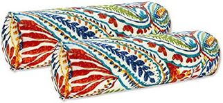 FBTS Prime Outdoor Waterproof Decorative Bolster Pillows with Inserts for Patio Furniture, 50x15 cm Fade Resistant Patio Garden Neck Roll Cushions for Couch Bed Sofa, Paisley Multi