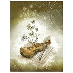 DIY 5D Diamond Painting Kits for Adults/Kids Violin Butterfly Full Drill Crystal Rhinestone Diamond Embroidery Painting Cross Stitch Mosaics Canvas Arts, for Home Wall Decor Gifts Square drill,60x80cm