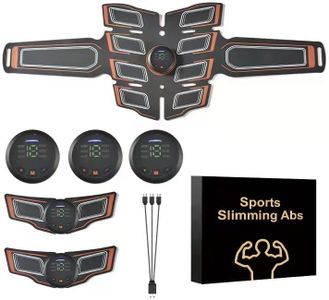 ABS Stimulator, Ab Machine, EMS Muscle Stimulator Abdominal Toning Belt Workout, Portable Ab Stimulator Home Office Fitness Equipment for Abdomen, Ab Sport Exercise Belt for Men and Women (Orange)