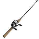 Zebco 33 Cork Micro Spincast Reel and 2-Piece Fishing Rod Combo, Cork Handle, Quickset Anti-Reverse Fishing Reel with Bite Alert, Black