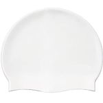 Lizzy One Size Swimming Cap for Kids and adult Silicone Swimming Hat Lightweight Swim Cap Waterproof/Stretchable/Anti Slip for Women and Men, Hair Protection (White)