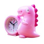 ARTLABEL Dinosaur Shape Table Alarm Clock for Kids Study Room Students Table Clocks for Home & Office (Pink)