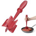 Meat Chopper, Hamburger Chopper, Premium Heat Resistant Masher and Smasher for Hamburger Meat, Ground Beef, Ground Turkey and More, Nylon Ground Beef Chopper Tool and Meat Fork, Mix Chopper-Red