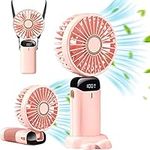 Handheld Fan, Portable Neck Fan, Mini Desk Fan Foldable 4000mAh, 90° Rotation, 5 Speeds, LCD Display, Ultra Quite, Small Personal Cooling Fan, Makeup Eyelash Fans for Women Girls