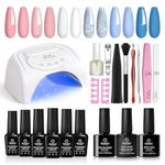 Beetles Gel Nail Polish Kit with U V Light Starter Kit, 6 Gel Nail Polish Set with 48W U V LED Nail Lamp, Base Gel Top Coat and Full DIY Gel Manicure, Soak Off Gel Manicure Kit Gifts for Women