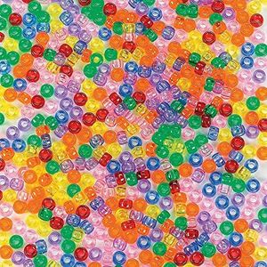 Pony Beads Bulk Assortment - 1 Pound, 2000 See Through Beads - 6mm Size - DIY Crafts for Kids and Jewelry Making Supplies
