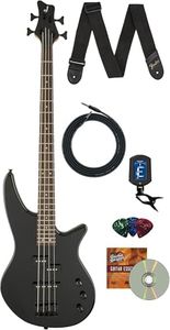 Jackson JS2 Spectra Bass Guitar - Gloss Black Bundle with Cable, Tuner, Strap, Picks, and Austin Bazaar Instructional DVD