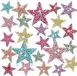 Syhood 24 Pieces Star Patches Iron on Patches Star Appliques Rhinestone Adhesive Sequin Star Patches Glitter Star Patches Appliques for Clothing Jeans Repair Decoration(2.36 Inch,Mixed Color)