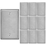 BESTTEN [10 Pack] 1-Gang Stainless Steel No Device Wall Plate with Protective Film, Corrosion-Resistant Blank Metal Outlet Cover, Brushed Finish, Standard Size, Silver