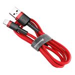 Baseus Cafule Lightning USB Cable 2.4A 1M High Density Durable Nylon Braided Weave Cable,Red