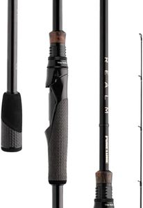 PURELURE Realm Medium Fishing Rod 7ft, Carbon Fiber M40X Spinning Rod 2 Pieces, Fast Action Bass Fishing Pole, Fuji SIC Guides, Carbon Braided Handle and Reel Seat