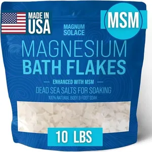 Magnesium Flakes with MSM - Magnesium Chloride Flakes - Dead Sea Salts for Soaking, 10 LBS