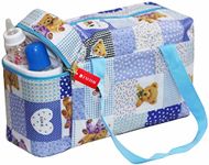 ANNAPURNA SALES Unisex Baby Diaper Bag with 2 Bottle Warmers (Blue)