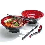 Lanbent Ramen Bowl Set, 1032 ml Japanese Soup Bowl with Spoon and Chopsticks, for Pasta Udon Pho Asian Noodles, Dishwasher Safe (2PCS)