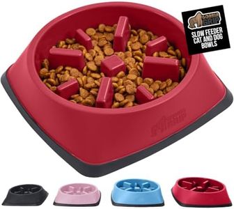GORILLA GRIP Patent Pending Slow Feeder Dog Bowls, 4 Cup Interactive Puzzle Toy for Dogs and Cats Food Training, Keeps Pets Busy and Prevents Puppy Overeating, All Breeds, 100% BPA Free, Red