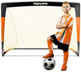 Happy Jump Football Goal Pop Up Football Net Post for Garden Training Festive Gift -4'x3'(Black+Orange) -1 Pack