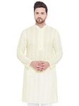 VASTRAMAY Mens Cotton Yellow and White Kurta - Elegance for Festivals & Events_VASMK094YW_38