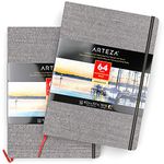 ARTEZA Watercolor Book, Pack of 2, 64 Pages Each, 8.3x11.7 Inches Watercolor Journal, 110lb/230gsm Water Color Book