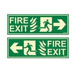 Clickforsign Glow in Dark Fire Exit Signboard combo(pack of 4) right arrow P2,left arrow P2 300 x 100 mm