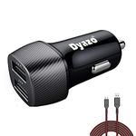 Dyazo 2 Port Car Charger 4.8 Amp Compatible for Samsung Galaxy S7/6/Edge, Note S 5/ S 4, J Series Moto G5/4, Z2, Lg, K30 20 Android Phones & All Mobile Phones with Free Micro USB Cable, Black