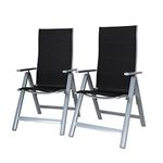 Chicreat 80503 9-Way Adjustable High-Back Folding Chairs, Set of 2, Black/Silver, 69 x 57 x 113 cm