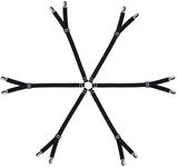 Eopocdor Bed Sheet Straps Adjustable,Metal Fasteners,6 Sides for Full,Queen,King Twin,Any Size Bed (Black)