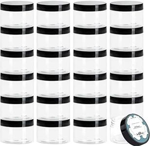 Qeirudu 4 oz Plastic Jars with Lids and Labels, 24 Pack BPA Free Empty Containers Clear Round Cosmetic Jars for Sugar Scrubs, Body Butter, Lotion, Creams