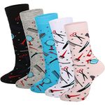 5 Pairs Funny Barber Socks Hairdresser Socks Hairstylist Women Men's Novelty Socks for Gifts Adult Occupation, 5 Colors, US 4.5-11.5
