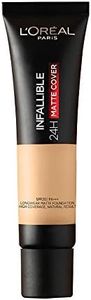 L'Oreal Paris Liquid Foundation, Waterproof, Sweatproof And Heatproof, Oil-Control, Infallible 24H Matte Cover, 110 Rose Vanilla, 35 Ml