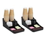 Mind Reader Cup and Condiment Station, Countertop Organizer, Coffee Bar, Kitchen, 39.4L x 18.4W x 13.3H cm, Set of 2, Black