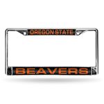 Rico Industries NCAA Oregon State Beavers Laser Cut Inlaid Standard Chrome License Plate Frame