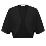 Belle Poque Women's Bolero Cardigan Short Sleeve Open Front Lightweight Cardigan Shrug for Evening Dress Black BP0910-01 M