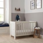Tutti Bambini Alba 3-in-1 Baby Cot Bed Bundle (0-4 years) 120x60 cm - Convertible Baby Bed with Eco-Fibre Mattress included (White)