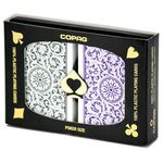 Copag 1546 100% Plastic Poker Playing Cards, Jumbo Index Purple & Grey Backs Twin Pack