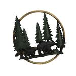 Cast Iron Black Bears in Forest Decorative Wall Mounted Hanging Garden Hose Hanger Holder - 11 Inches in Diameter - Wildlife Themed Outdoor Decor