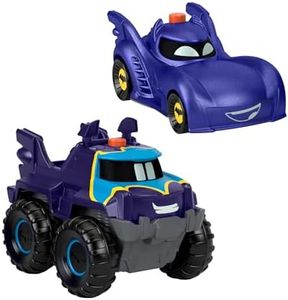 Fisher-Price Coffret 2 Véhicules Lumineux Batwheels DC, Bam La Batmobile Et Buff, Échelle 1/55, 3 Piles Ag13/Lr44 Incluses, Jouet Enfant, A Partir De 3 Ans, HML25