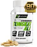 Herbolab Tongkat Ali For Men Root Supplement 200:1, Standardized to 2% Eurycomanone, 1200mg, 30 Day Supply, Longjack Tongkat Ali for Men, Eurycoma Longifolia Extract Powder Capsules, Malaysian Ginseng