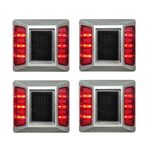 Hardoll Solar Light Outdoor Road Stud for Home Garden Rechargeable 6 LED Lamp Waterproof Lantern Step Pathway Lights for Security Driveway (Red Flashing) for Commercial Purpose-Pack of 4