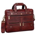 BRAND LEATHER 15.6'' Leather Laptop Messenger Bag For Unisex (BROWN)