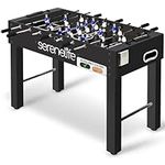 SereneLife 48” Foosball Table, Competition Sized Portable Soccer/Football Game Table Standing or Tabletop, w/Fold-Out Drink Holders- for Man Cave, Basement, Arcade Game Room- Kids Adults 2-4 Players